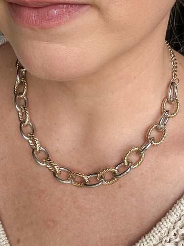 Two-Tone Chunky Chain Necklace - STILOSA