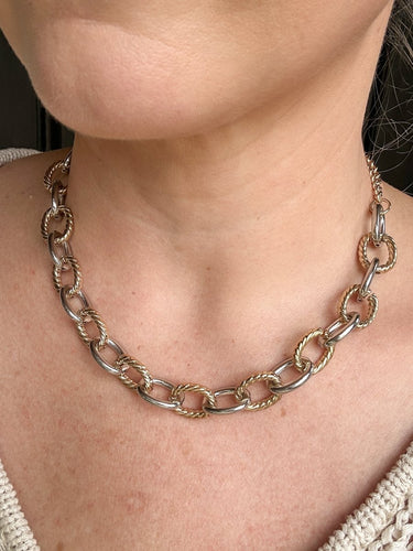 Two-Tone Chunky Chain Necklace - STILOSA