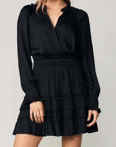 Ruffled Surplice Black Mini FINAL SALE - STILOSA